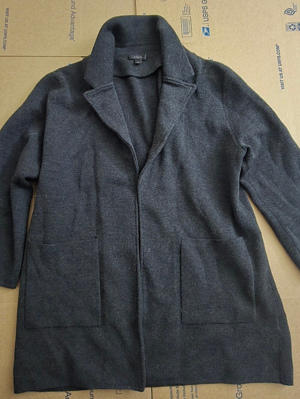 J. Crew Open-front sweater-blazer, Black, Size Large